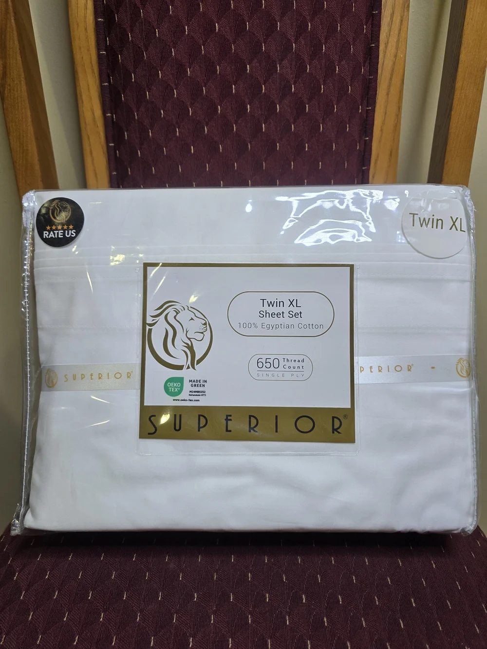 Superior Twin XL White 650-Thread Egyptian Cotton Sheet Set